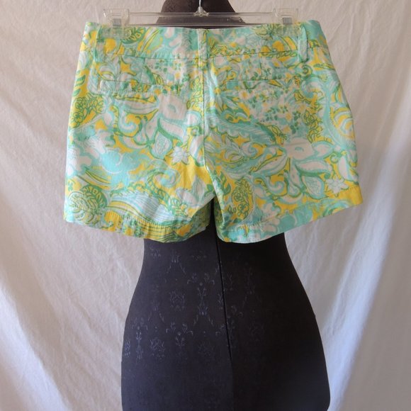NWT Lilly Pulitzer Sz 00 Callahan Shorts Dandelion Yellow Beach Gypsies Cotton - Picture 2 of 3